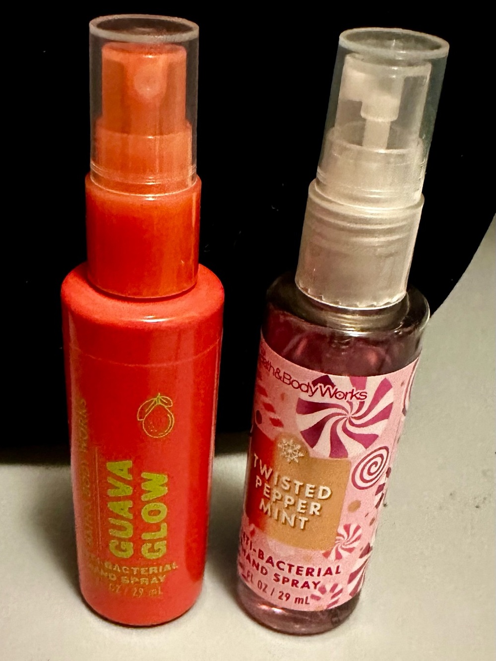 Bath & Body Works Guava Glow & Twisted Peppermint Spray Hand Sanitizers